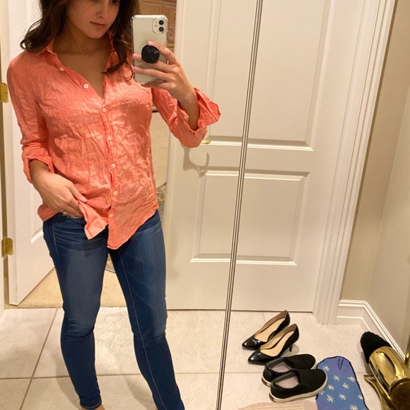 Pink JCrew Linen Button Down - Picture 1 of 9